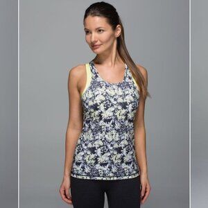 Lululemon Inspiration Tank II Crosscourt Petal Black Clarity Yellow size 4